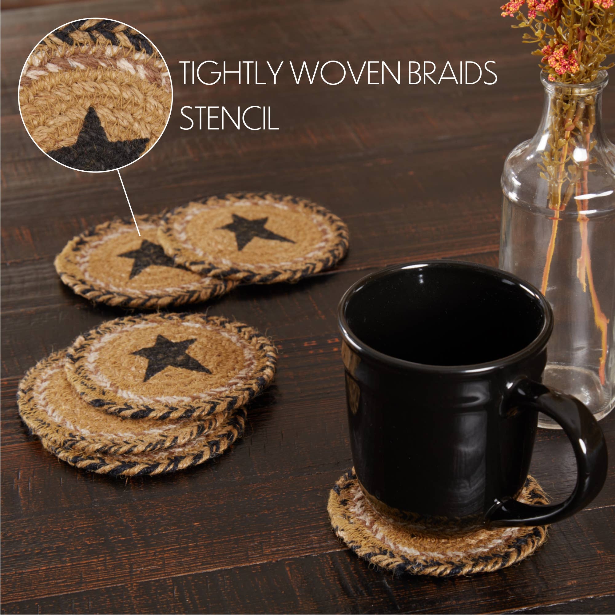 Kettle Grove Jute Coaster Stencil Star
